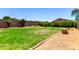 Large grassy backyard featuring a block fence and desert landscaping offers privacy and a great outdoor space at 10521 W Donald Dr, Peoria, AZ 85383