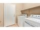 Functional laundry area with appliances and door, providing convenience and practicality at 664 W Silver Reef Ct, Casa Grande, AZ 85122