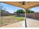 Relaxing backyard with a covered patio, ceiling fan and views of the grassy yard at 9422 W Monroe St, Peoria, AZ 85345