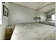 Bedroom showcasing a large bed, bright window, and a mirrored closet at 17200 W Bell Rd # 812, Surprise, AZ 85374