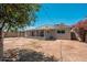 View of the backyard showing the covered patio and lush vegetation at 2331 E Delgado St, Phoenix, AZ 85022