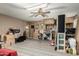 Wide basement with carpet, wood paneling, brick walls and boxes at 8602 N 41St Ave, Phoenix, AZ 85051