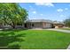 Well-maintained single-story home with a lush green lawn and mature shade tree at 10305 W Campana Dr, Sun City, AZ 85351