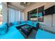 Charming covered patio with cozy sectional seating, throw pillows, and a ceiling fan for outdoor relaxation at 16368 W Cortez St, Surprise, AZ 85388