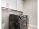 Modern laundry room featuring sleek appliances, ample storage cabinets, and stylish design elements at 23448 N 76Th Pl, Scottsdale, AZ 85255