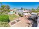 Aerial view of backyard featuring a pool, garden, and shed at 333 E Caribbean Ln, Phoenix, AZ 85022