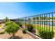 A serene view of a pond showcases the beautiful landscaping, and community water feature near the property at 37456 W Vera Cruz Dr, Maricopa, AZ 85138