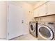 Convenient laundry room with modern washer and dryer units, and ample cabinet space at 717 W Manhatton Dr, Tempe, AZ 85282