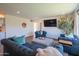 Stylish living room featuring comfortable seating, a large TV, modern decor, and ample natural light for a cozy atmosphere at 1909 E Bethany Home Rd, Phoenix, AZ 85016