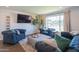 A beautifully staged living room with tufted sofas, ottoman, large windows, and hardwood floors at 1909 E Bethany Home Rd, Phoenix, AZ 85016