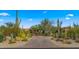 Beautiful house framed by a desert landscape, featuring various cacti and arid plants at 30600 N Pima Rd # 61, Scottsdale, AZ 85266