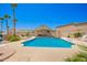 Community pool and spa, featuring desert landscaping, comfortable lounge seating, and a covered gazebo at 6730 E Hermosa Vista Dr # 72, Mesa, AZ 85215