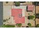 Birds eye view of the home featuring a red roof, air conditioning units, a separate garage and desert landscaping at 8511 W Via Montoya Dr, Peoria, AZ 85383