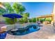 Backyard pool featuring a water feature, landscaping, and a covered patio at 13716 W Nogales Dr, Sun City West, AZ 85375