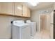 Functional laundry room with storage cabinets and laundry machines at 18207 N 46Th St, Phoenix, AZ 85032
