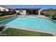 Refreshing swimming pool, artificial turf, and patio, perfect for outdoor living and enjoying the sun at 18871 S 209Th Way, Queen Creek, AZ 85142