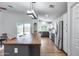 Bright kitchen with stainless steel appliances and a butcher block island, conveniently located near the backyard at 4344 W Kimberly Way, Glendale, AZ 85308