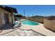Inviting backyard pool with lounge chairs, a covered patio, and privacy fencing at 1103 E Palmcroft Dr, Tempe, AZ 85282