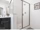 Bright bathroom showcases glass enclosed shower and modern sink vanity, for easy cleanup at 19598 E Walnut Rd, Queen Creek, AZ 85142