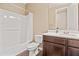 Bathroom with shower and vanity with modern fixtures at 36130 N Quiros Dr, Queen Creek, AZ 85143