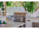 Outdoor kitchen with stainless steel Coyote grill, providing a luxurious cooking and entertaining space at 3955 E Fox Cir, Mesa, AZ 85205