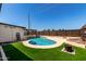 This backyard pool features artificial grass and a covered patio for outdoor relaxation and entertainment at 4134 W Camino Acequia --, Phoenix, AZ 85051