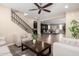Inviting living room features an open floor plan and hardwood floors at 3338 E Coconino Dr, Gilbert, AZ 85298