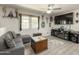 Cozy living room featuring comfortable seating, a ceiling fan, and plenty of natural light at 3515 E Kings Ave, Phoenix, AZ 85032
