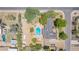 Aerial view of the property showcasing the private backyard pool and layout of the home at 6330 E Delcoa Ave, Scottsdale, AZ 85254
