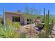 Landscaped backyard with mature desert plants, including saguaro cacti and palo verde trees at 6714 E Nightingale Cir, Scottsdale, AZ 85266