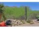 Desert landscaping and cacti create a beautiful backyard setting at 6714 E Nightingale Cir, Scottsdale, AZ 85266