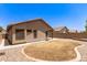 This backyard offers gravel landscaping and a cozy covered patio perfect for outdoor enjoyment at 515 E Sherri Dr, Gilbert, AZ 85296