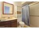 Standard bathroom with a shower and a vanity with storage, perfect for a quick refresh at 5800 S College Ave, Tempe, AZ 85283