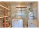 Functional laundry room with modern machines and shelving space for storage and organizing at 5800 S College Ave, Tempe, AZ 85283