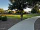 Beautiful common green space with lush grass, mature trees, and walking paths for residents to enjoy at 1350 S Greenfield Rd # 1219, Mesa, AZ 85206