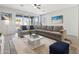 Comfortable living room with a large sectional sofa, stylish decor, and sliding glass doors to the patio at 25876 N 162Nd Dr, Surprise, AZ 85387