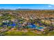 Aerial view of the community pool and clubhouse with views of the surrounding neighborhood at 2811 S Jeffry St, Gilbert, AZ 85295