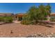 Backyard of house with desert landscaping featuring cacti and desert vegetation and rock ground cover at 15980 W Quail Creek Ln, Surprise, AZ 85374