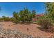 Front yard view of the home featuring desert landscaping with large bushes/trees and rock ground cover at 15980 W Quail Creek Ln, Surprise, AZ 85374