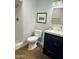 Updated bathroom features new vanity with granite countertop and custom tiled shower at 433 S 113Th Pl, Mesa, AZ 85208