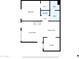 Detailed floor plan showcasing the layout of the living room, kitchen, bedroom, and bathrooms at 750 E Northern Ave # 2006, Phoenix, AZ 85020