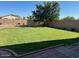 Spacious backyard featuring a well-manicured lawn, mature trees, and a fenced perimeter for privacy at 29954 N Broken Shale Dr, San Tan Valley, AZ 85143
