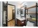 Bathroom with dark cabinets and modern fixtures at 671 W Jahns Ct, Casa Grande, AZ 85122