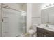 Bright bathroom featuring shower and dark wood vanity at 854 S San Marcos Bldg 6 -- # A, Apache Junction, AZ 85120