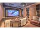 A modern home theater with leather chairs and a large screen for immersive viewing at 13074 E Saddlehorn Trl, Scottsdale, AZ 85259