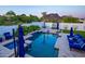 Backyard pool area with a water feature, lush landscaping, and stunning mountain views at 13074 E Saddlehorn Trl, Scottsdale, AZ 85259