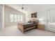 Airy main bedroom with vaulted ceiling, ceiling fan, plantation shutters and neutral carpet flooring at 29670 N 46Th St, Cave Creek, AZ 85331
