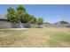 Expansive backyard with a concrete patio and mature trees offering shade and privacy at 15205 N Honcho Ct, El Mirage, AZ 85335