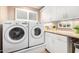 Modern laundry room with white cabinets, countertop space, and a washer/dryer set at 5613 E Calle Del Paisano --, Phoenix, AZ 85018