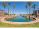 Picturesque lake with fountain, palm trees, and stone accents in a lovely community at 21311 N Shelby Ct, Maricopa, AZ 85138